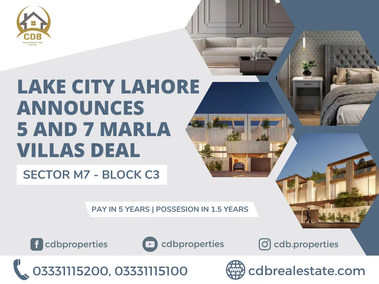 Lake City Lahore Announces 5 And 7 Marla Villas Deal In Sector M7 - Block C3