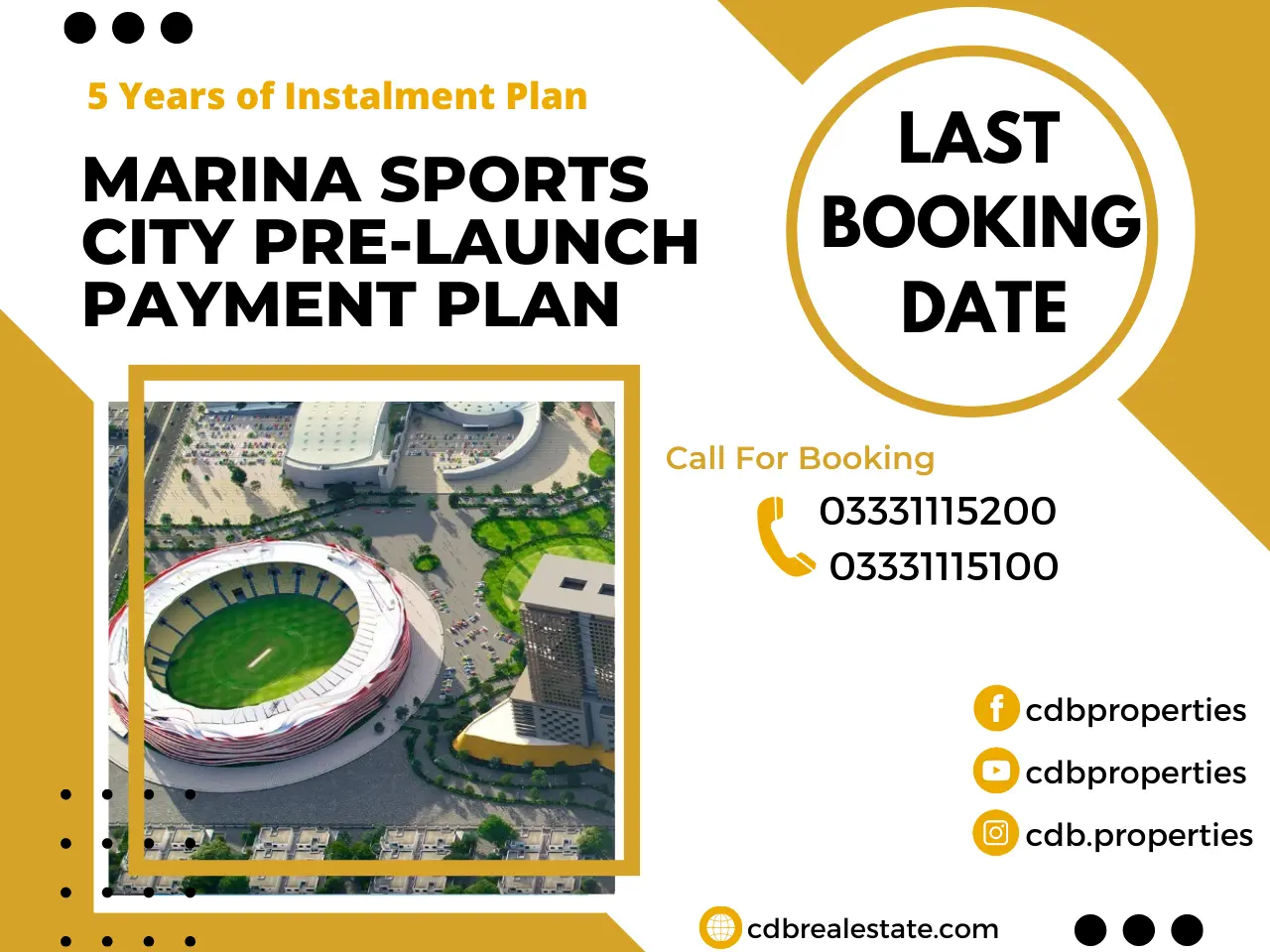 Marina Sports City Pre launch Payment plan and Last booking date