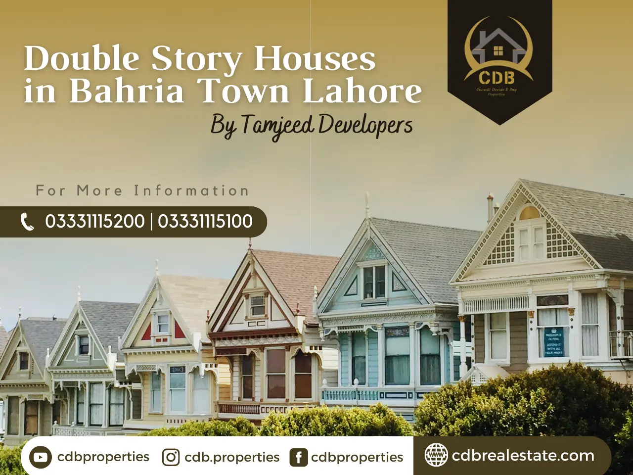 Double Story Houses in Bahria Town Lahore - Tamjeed Developers