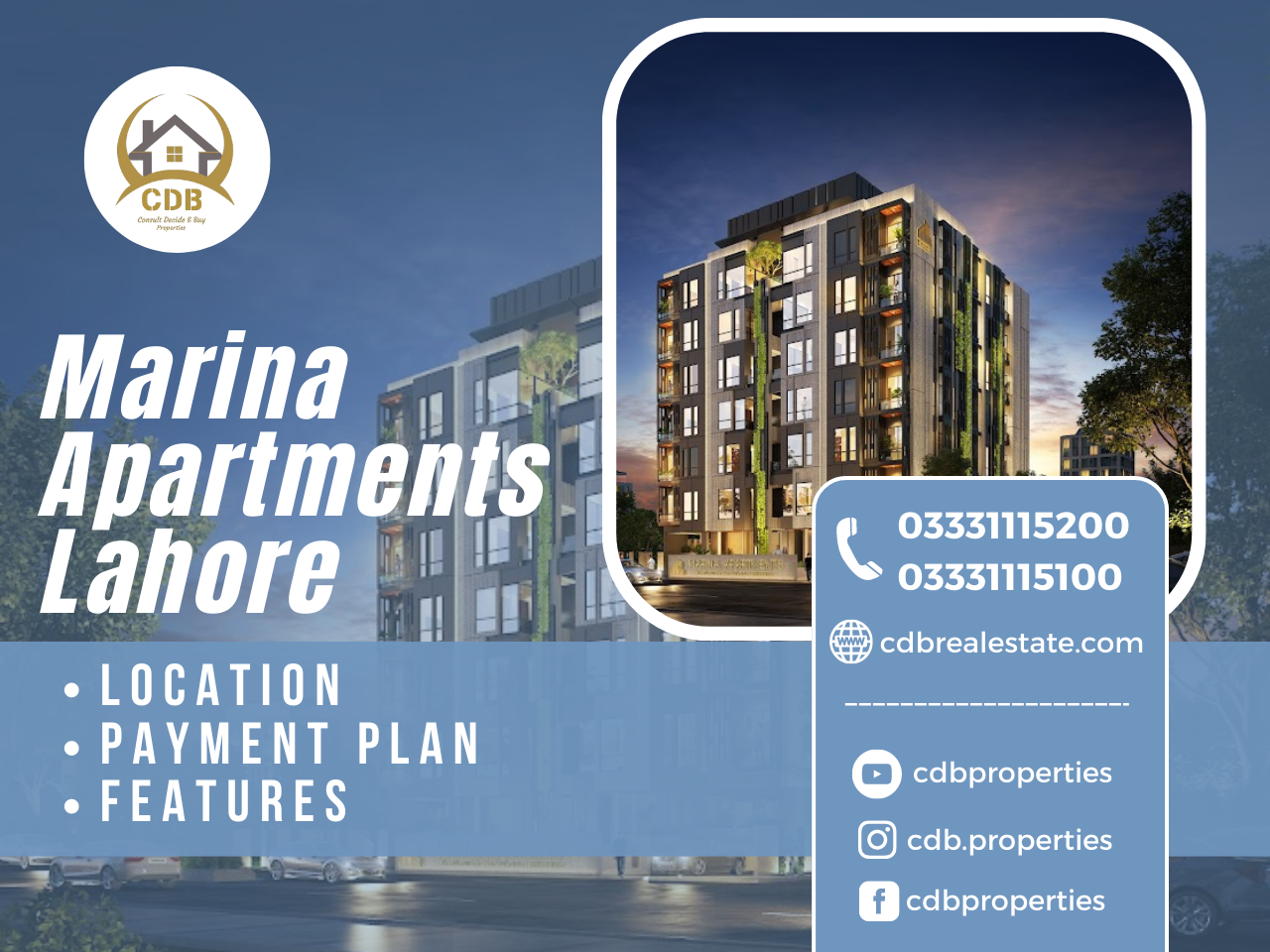 Marina Apartments Lahore - Location, Payment Plan, Features