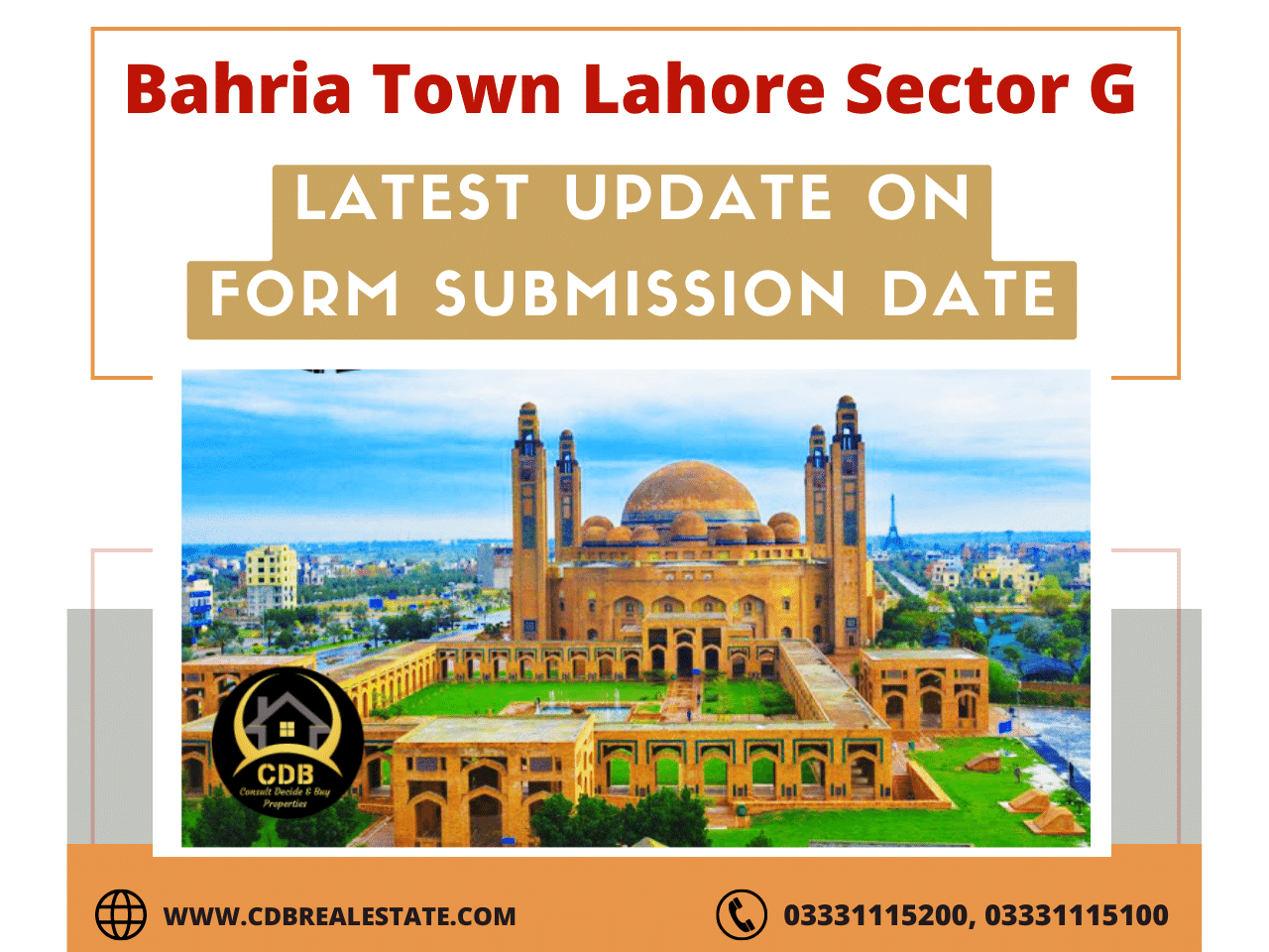 Bahria Town Lahore Sector G Latest Update on Form Submission Date