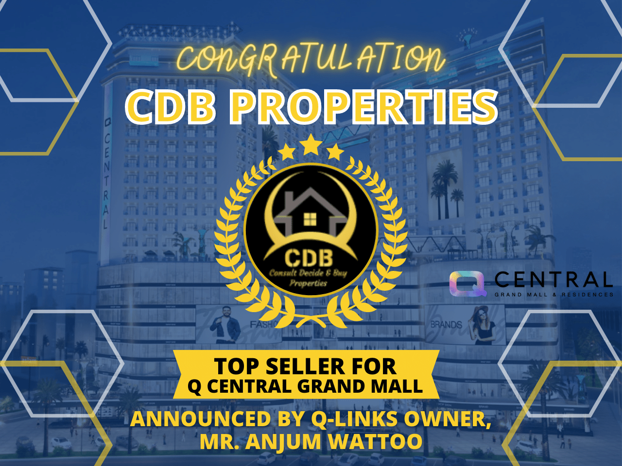 Q-Links Owner Named CDB Properties As Top Seller For Q Central Grand Mall