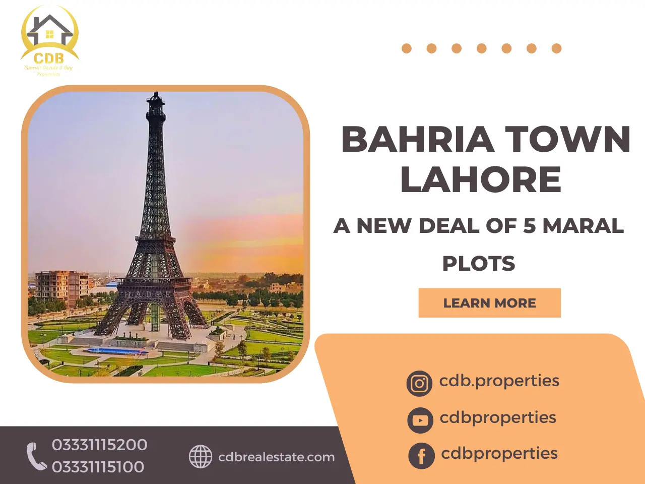New Deal of 5 Maral Plots in Bahria Town Lahore
