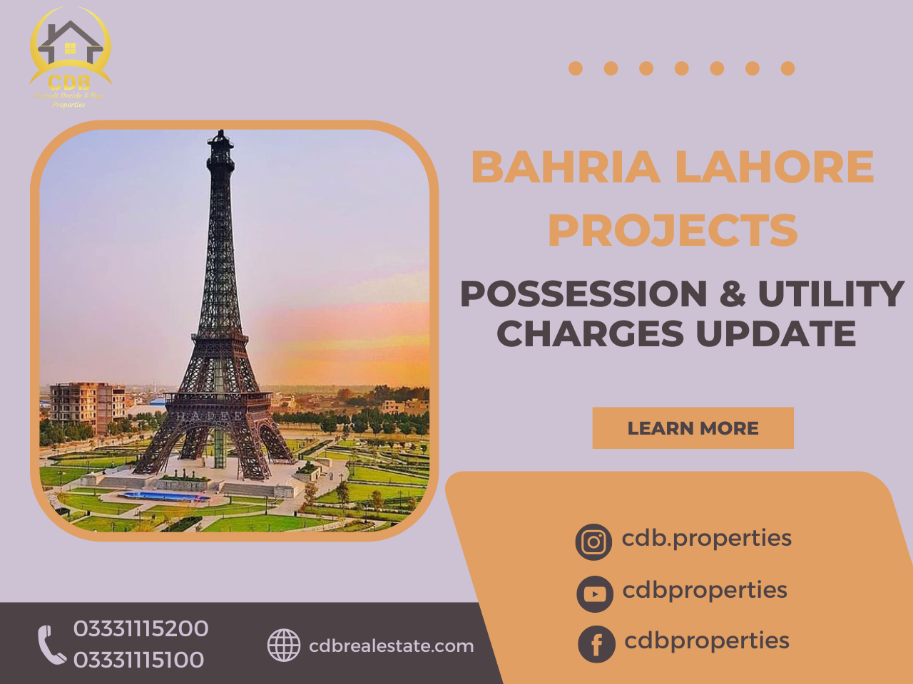 Possession & Utility Charges Update in Bahria Town Lahore Projects