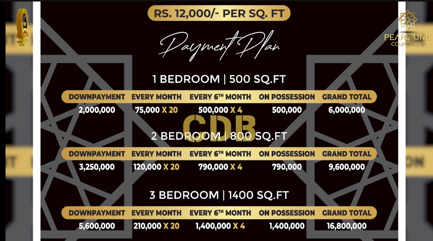 Pearl One Courtyard Payment Plan