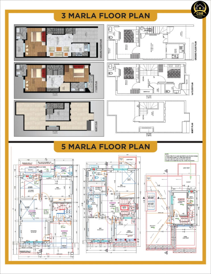 3 and 5 Marla Floor Plan of Nelson Homes