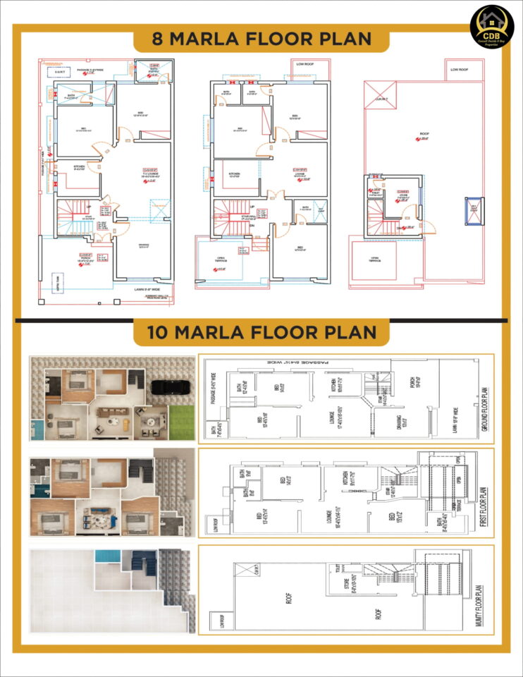 8 and 10 marla floor plans of Nelsons Homes