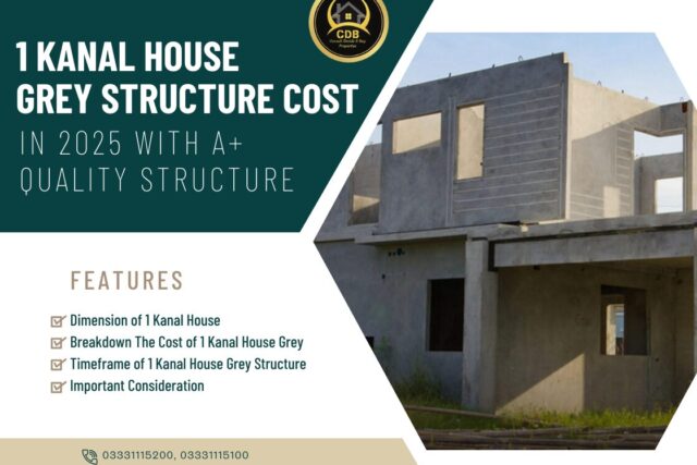 1 Kanal House Grey Strucutre Cost 2025